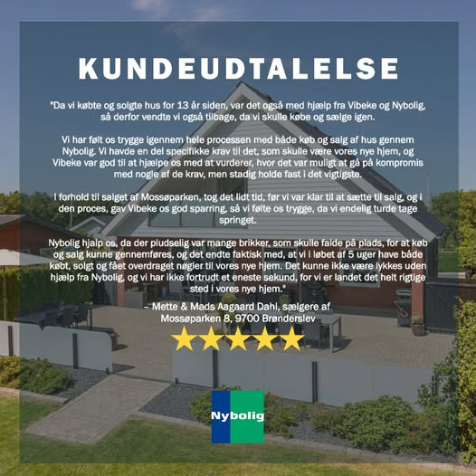 Nybolig Brønderslev & Vrå fejrer succesfuldt boligsalg for Mette og Mads