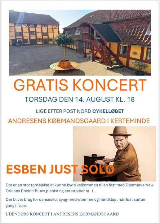 Købmandsgaarden Kerteminde ApS inviterer til grillfest og musik efter cykelløbet den 14. august 2025