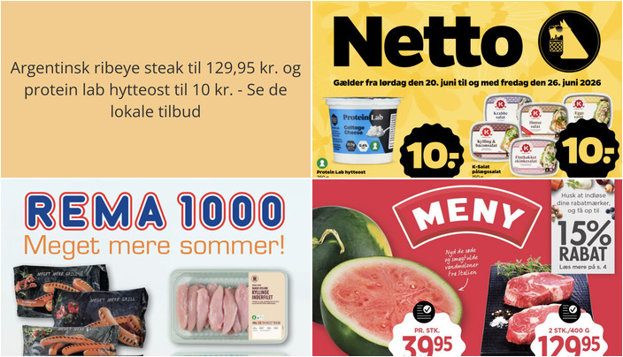 Argentinsk ribeye steak til 129,95 kr. og protein lab hytteost til 10 kr. - Se de lokale tilbud