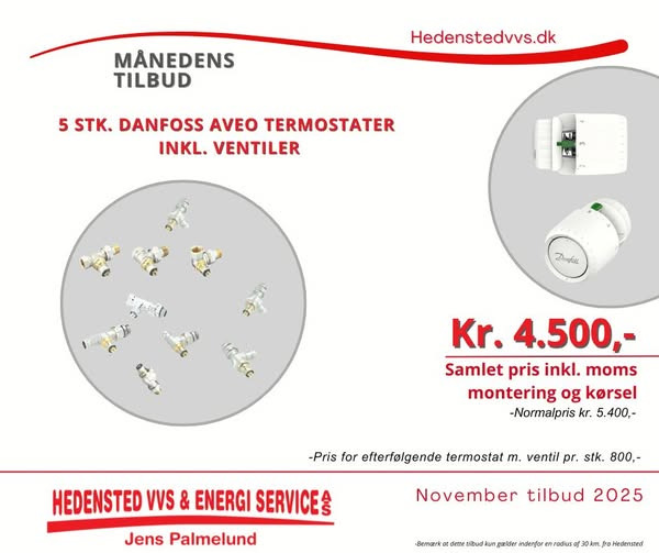 Hedensted VVS Service tilbyder besparelser på termostater i denne måned