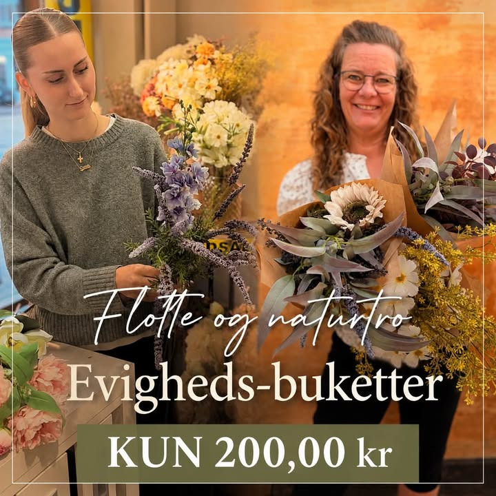 Fjerrenseriet sælger buketter med evighedsblomster til 200 kr.