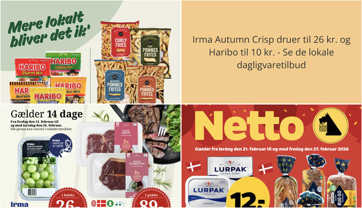 Irma Autumn Crisp druer til 26 kr. og Haribo til 10 kr. - Se de lokale dagligvaretilbud