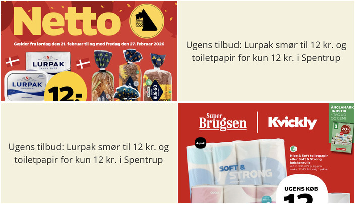 Ugens tilbud: Lurpak smør til 12 kr. og toiletpapir for kun 12 kr. i Spentrup