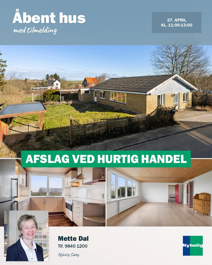 Nybolig Sæby A/S inviterer til åbent hus med tilbud om afslag ved hurtig handel