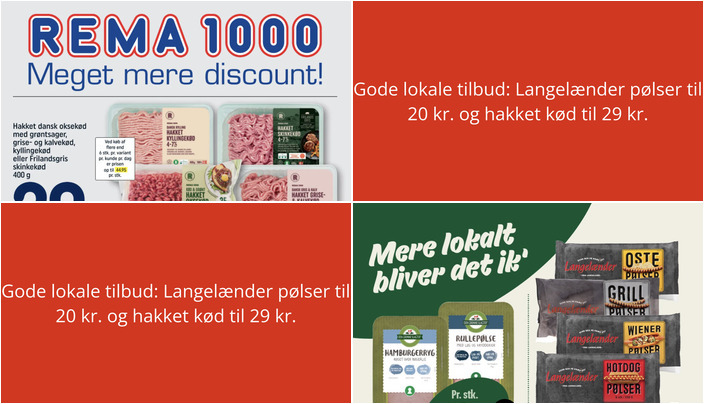 Gode lokale tilbud: Langelænder pølser til 20 kr. og hakket kød til 29 kr.