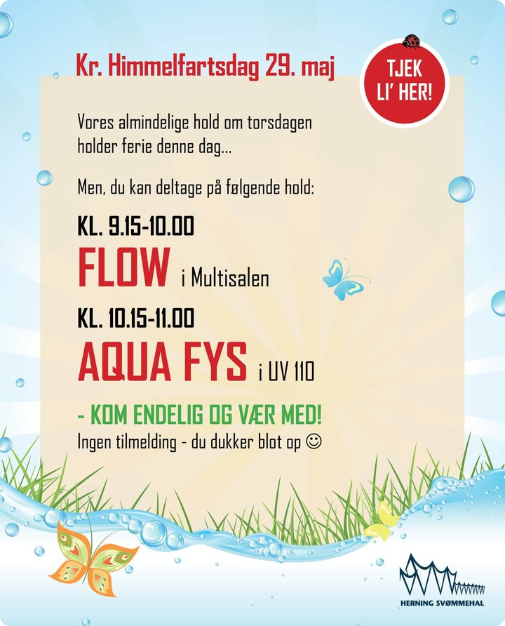 Herning Svømmehal holder åbent på Kr. Himmelfartsdag med specialprogram