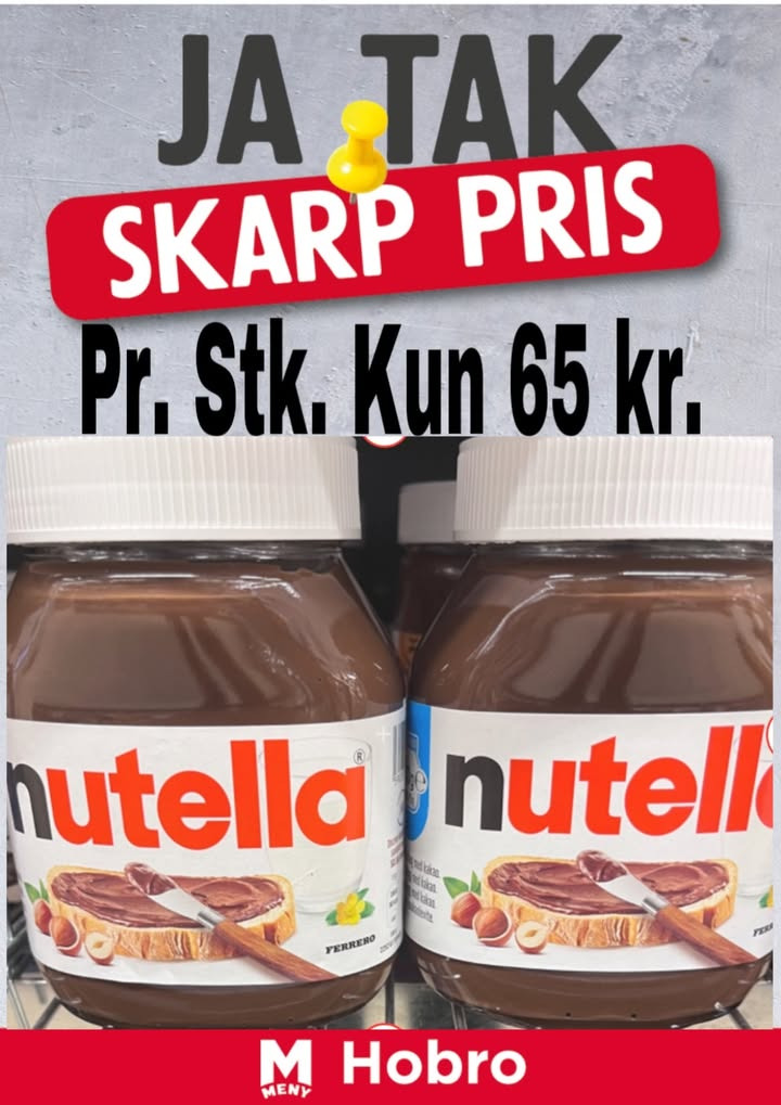 Meny Hobro tilbyder stor Nutella til specialpris