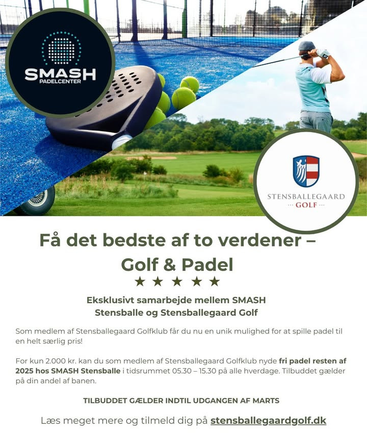 StensballeGaard Golfklub tilbyder fri padel for medlemmer gennem nyt samarbejde
