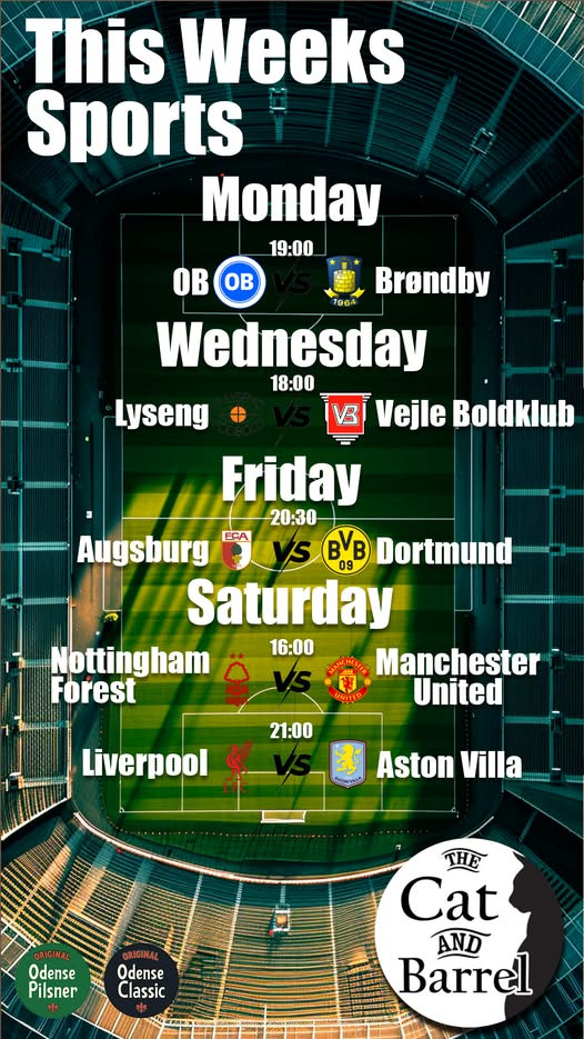 The Cat & Barrel præsenterer ugens sportskampe med kolde øl og storskærme