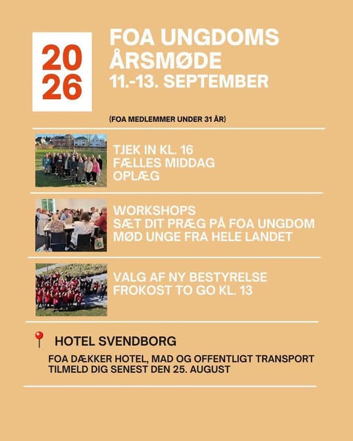 FOA Silkeborg-Skanderborg inviterer unge FOA-medlemmer til FOA Ungdoms Årsmøde 2026