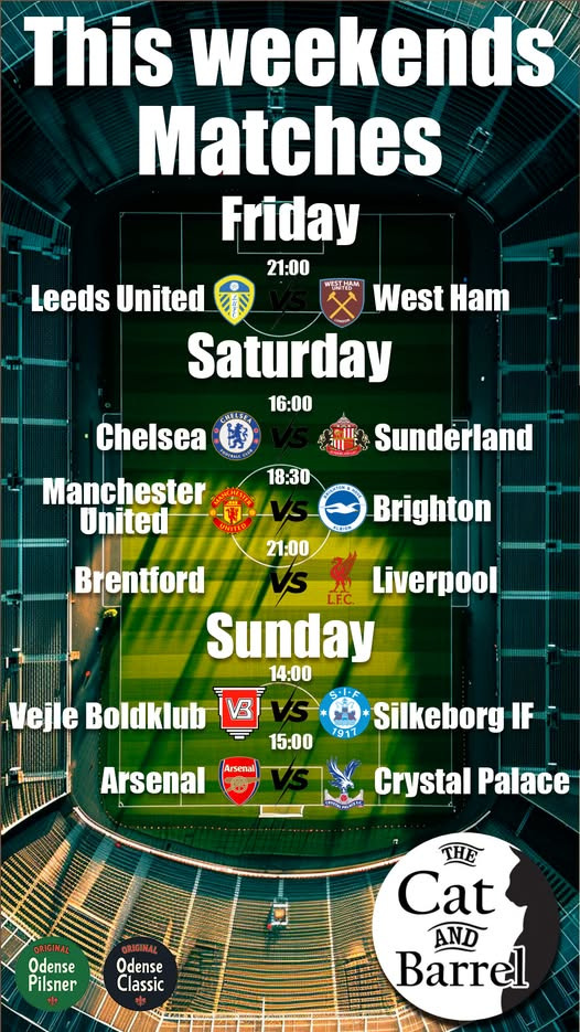 The Cat & Barrel inviterer til fodboldweekend med store kampe og kolde øl