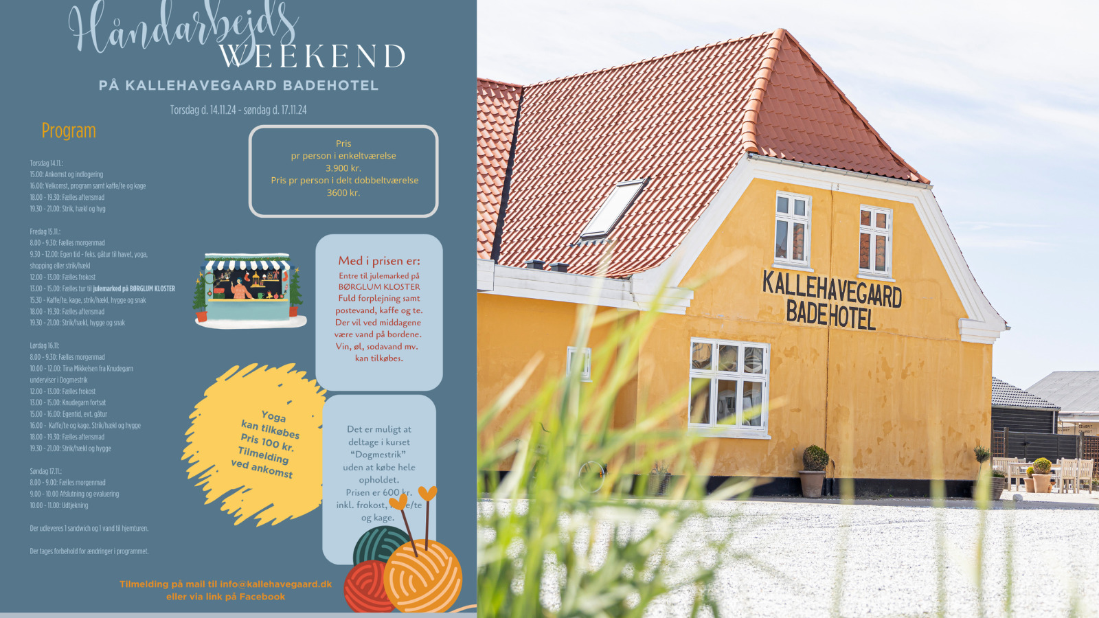 Forlænget weekend med strik og hygge på Kallehavegaard Badehotel