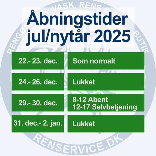 Ren Service A/S informerer om &#xE5;bningstider og indleveringsfrister op til jul