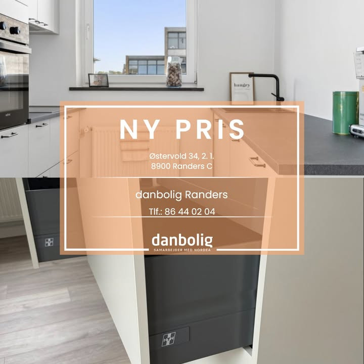 Danbolig Randers annoncerer nedsat pris på renoveret lejlighed med altan i centrum