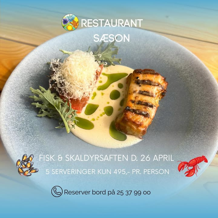Restaurant Sæson inviterer til fisk og skaldyrsaften på lørdag