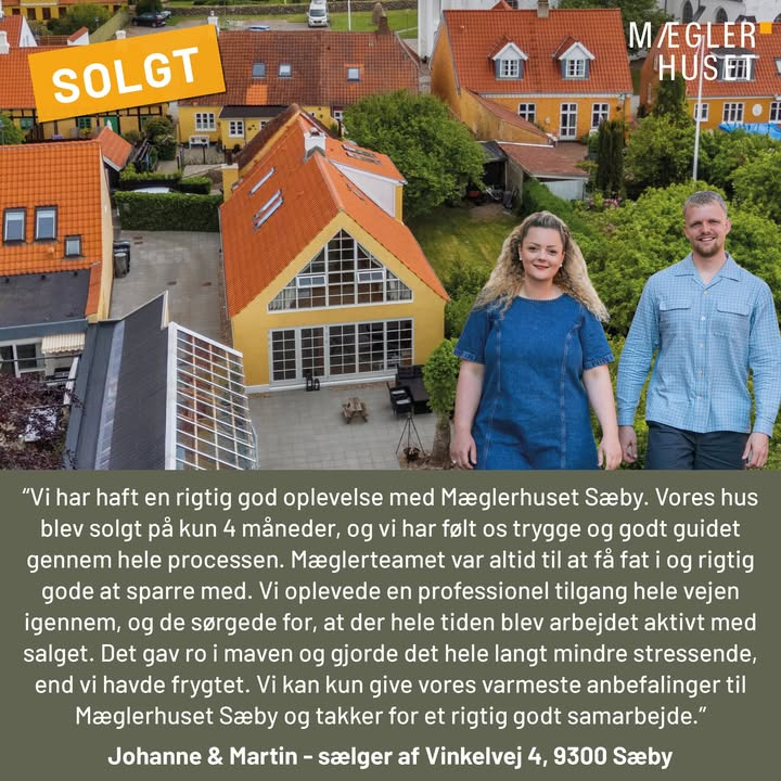 Mæglerhuset Sæby fejrer salg af hus på Vinkelvej 4 i Sæby