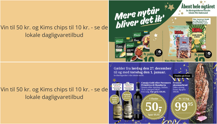 Vin til 50 kr. og Kims chips til 10 kr. - se de lokale dagligvaretilbud