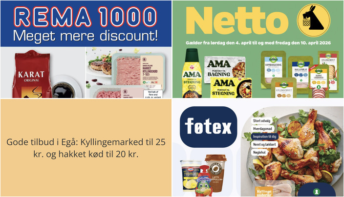 Gode tilbud i Egå: Kyllingemarked til 25 kr. og hakket kød til 20 kr.