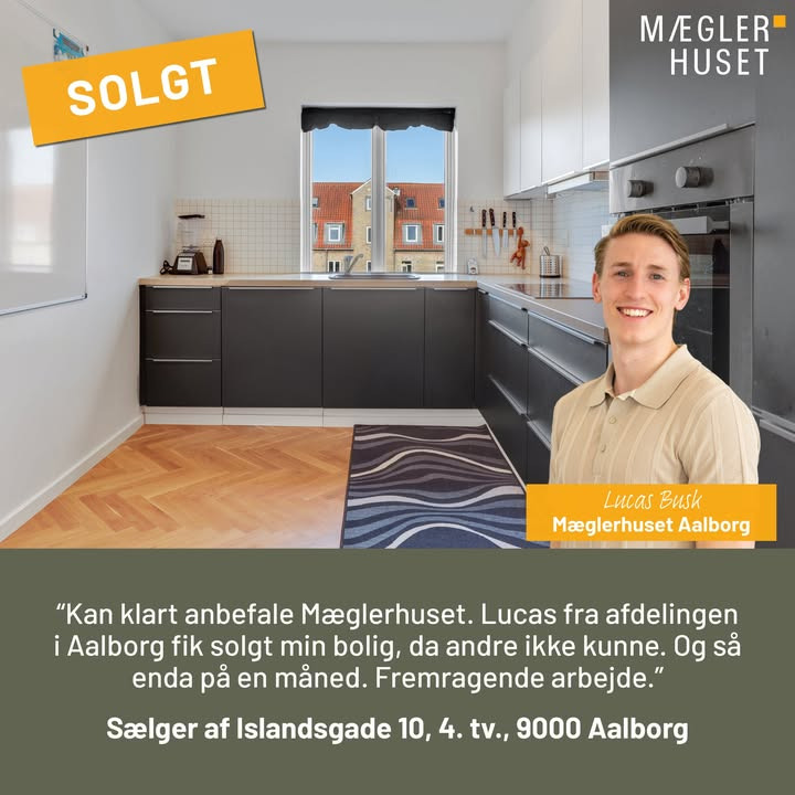 Mæglerhuset Aalborg har solgt lejligheden på Islandsgade 10 efter blot en måned