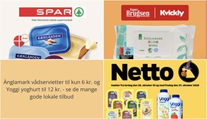 Änglamark vådservietter til kun 6 kr. og Yoggi yoghurt til 12 kr. - se de mange gode lokale tilbud