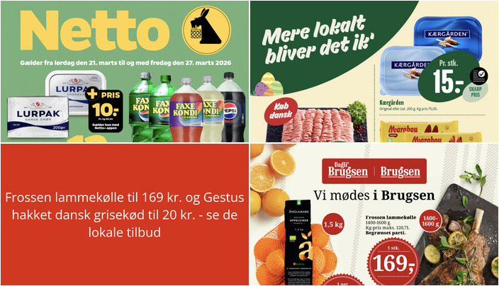 Frossen lammekølle til 169 kr. og Gestus hakket dansk grisekød til 20 kr. - se de lokale tilbud