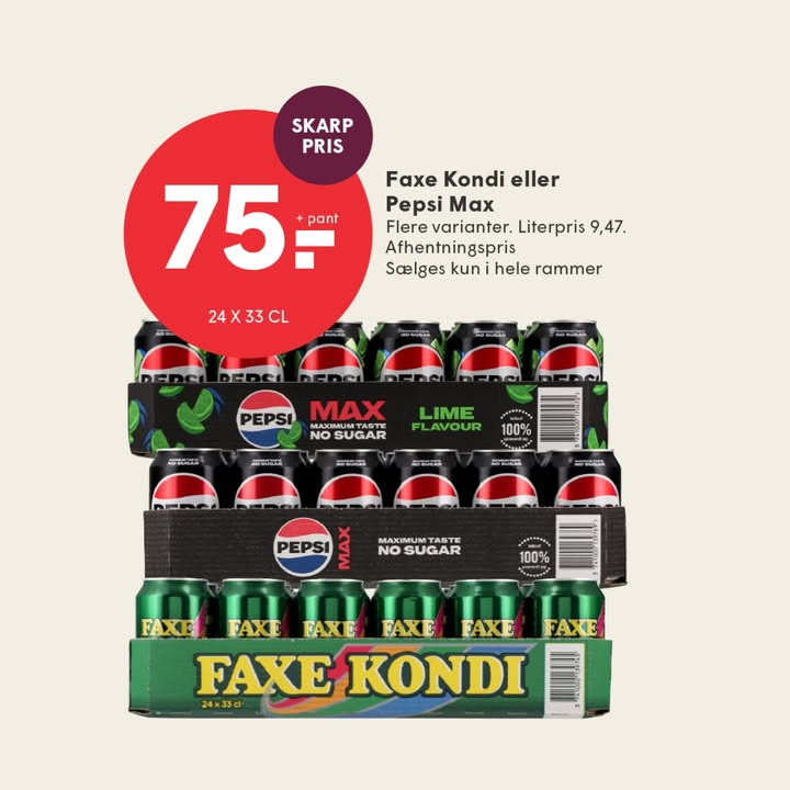 Spar Skallerup A/S spørger hvilken sodavand er din favorit: Faxe Kondi eller Pepsi Max?